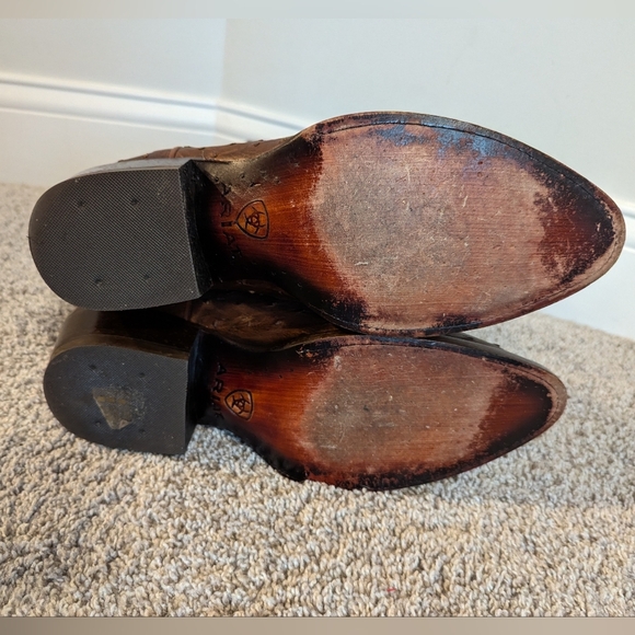 Ariat Circuit R Toe Full Quill Ostrich Brown Boots sz 10.5 EE - Picture 11 of 11